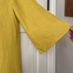 Cara Cara Molly Caftan Yellow Linen Dress White Embroidered Fringed Hem Size XS‎ Photo 3