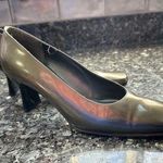 Stuart Weitzman Metallic Gold Bronze Dressy Heels Pumps Shoes Square Toe Size 8 Photo 0