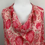 CAbi Vita Blouse Top XS Pink Draped Cowl Neck Sheer Sleeveless Floral 5037 Photo 4