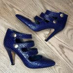 Loeffler Randall  3-Strap Mary Jane Snakeskin Leather Heel Blue Women’s Size 6 Photo 6