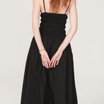 SAU LEE Black 100% Cotton Hourglass Smock Waist Brielle Midi Dress Size US 4 Photo 1