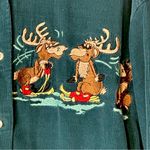 Vintage Basic People Everywhere Reindeer Christmas Holiday Sot Corduroy Shirt M Green Size M Photo 7