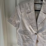 Banana Republic  Black and Cream Striped Linen/Cotton Blazer Photo 3