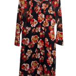 Madewell NWT Black & Red Floral Print Lined Shirred Midi Dress Photo 0