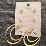 a.n.a  Gold Hoop and Stud Earring Set Photo 0