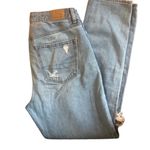 American Eagle Distressed Mom Jean Sz. 8L Light Wash Cotton Stretch Grunge Photo 1