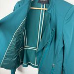 Lafayette 148 Womens Moto Jacket Blazer with Leather Trim in Emerald Green Sz 4 Photo 6
