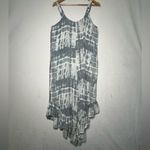 Japna  Tie Dye Wide Leg Boho Romper Gray White Cropped Pockets Women Size L Photo 2
