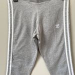 Adidas  Women's Medium Classic 3 Stripes Gray Gym Jogging Tight Leggings CY4761 Photo 4