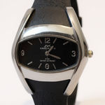 Anne Klein Women's Quartz Watch Stainless Steel Black Dial Leather Band Silver Photo 0