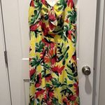 Julia Jordan Dress 12 Ruffle Bright Floral Midi Dress Yellow Green Pink Photo 1