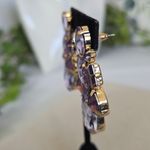 Chunky Statement Earrings Gold and Lavender Purple Color Photo 3