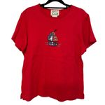 Quacker Factory  American Flag Sail Boat T-Shirt Red Size Small‎ Sequin July 4th Photo 0