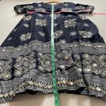 Ruby Yaya Dress Womens Medium Blue Kaftan Sequin Lined Lightweight Metallic Photo 12