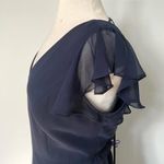 Dessy After 6 Midnight Navy Blue Ruffled Sleeve Bridesmaid Prom Dress Size 16 Photo 10