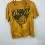 Jimi Hendrix Bleach Splatter Short Sleeve Shirt Size Medium Distressed Worn Yellow Photo 2