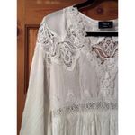 VICI  Bohemian Baby Doll Tunic HighLow Bell sleeve open weave lace S Photo 4