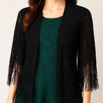 Do Everything In Love NWT Free People x  Black Lace Fringe Kimono Shawl Cardigan Photo 0