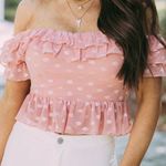 These Three Boutique Pink Polka Dot Off The Shoulder Top Photo 0