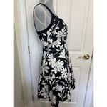 Black & White Floral Baby Doll Mini Sleeveless Dress Size Med Wedding Guest Photo 3