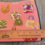 Pink handbag with novelty fun purse print black handles Photo 7