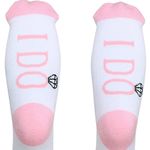 Sock Talk Women’s ‘I DO’ White Pink Crew Socks Shoe Size 4 Photo 3