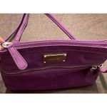 Nine West Purple Leather Crossbody Adjustable Strap Front Zipper Pocket Zip Top Photo 4