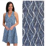 Krimson Klover Piper geo print mini halter Dress Blue and white built in bra L Size L Photo 1