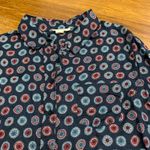 Artisan NY ARTISAN‎ NY Navy Blue Red Blue Floral Print Button Down Shirt Women's Size Large Photo 1