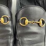 Gucci Women's Black Leather Horsebit Accent Slip On Loafers Flats 35 1/2 US 4.5 Photo 8