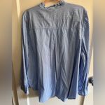 Old Navy  Womens XL Blue White Striped Ruffle Button Down Long Sleeve Shirt Photo 5