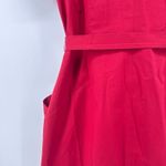 Lafayette 148 New York Red Belted Midi Shirtdress Pockets Front Full Zip Size 16 Photo 10