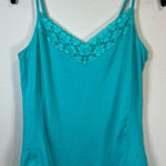 Lace Trim Cami Top Aqua Sleeveless Tank Top Whimsical Babydoll Aqua Womens Large Green Photo 0