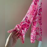 Lilly Pulitzer Langston blouse coral reef flamingos pink bow tie sleeves Small Photo 6