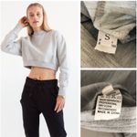 BROOKLYN Graphic Letter Cropped Long Sleeve Grey Sweatshirt, Lightweight sz. S Gray Photo 3