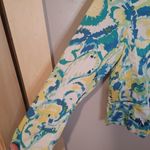 Coldwater Creek  Size PS Petite Small Yellow Blue Green WaterColor Blazer Jacket Photo 9