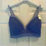 Aerie NWT Real Happy Women’s Size 38DD Wireless Lightly Lined Blue Lace Bralette Photo 4