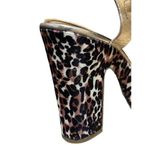 Bamboo Platform Sandals Leopard Print Chunky Heel Gold Straps Party Shoes Photo 7