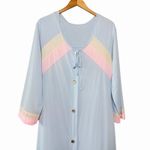 Vintage Sears Womens Pastel Blue Nylon Robe Size M 70s Housecoat Made In USA Size M Photo 4