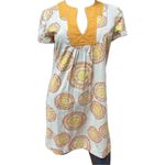 Trina Turk  White, Orange Yellow Printed Short Sleeve Shift Dress Silk Blend Sz 2 Photo 2