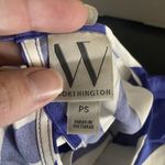 Worthington Blouse Women's Petite Small PS Round Neck Satin Cropped Geometric Photo 4