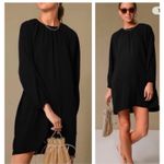 Tuckernuck Eliza Dress Size M Black Long Sleeve Mini Shift A Line Pomander Place Size M Photo 1
