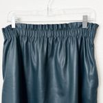 ZARA [] Knit Size Large L Teal Blue Faux Leather High Waisted Paperbag Mini Skirt Photo 3