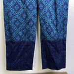 St John Size Medium Ankle Pants Blue Silk Blend Pull On Pockets Twill Stretch Photo 4