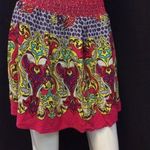 Forever 21 XXI Skirt Pink Red Ruched Yoke Waist Medium Mini Photo 0