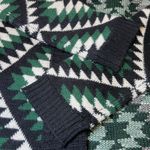 Bear Dance Cardigan Sweater Womens Small Green White Black Patterned Aztec Photo 8