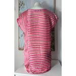 ZARA Pink Cream Mix Stripe Silky Satin Boxy Blouse Loose Fit Size Small Photo 3