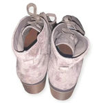 Merona  Boots Womens Ankle Booties Brown Suede Block Heels Lace Up Almond Toe Photo 3