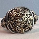 Konstantino Diamond Scroll Dome Sterling Silver 18K Gold Ring Photo 2