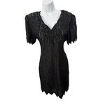 Laurence Kazar Vntg 1980s Lawrence Kazar New York Beaded Silk Black Hand-Beaded Evening Gown Photo 2